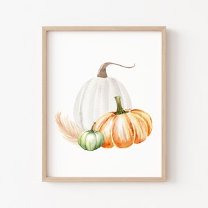 Set of 3 Watercolor Pumpkin Printable, Fall Wall Decor, Autumn Decor, Pumpkin Wall Printable, Thanksgiving Decor, Fall Printable Set of 3 image 4