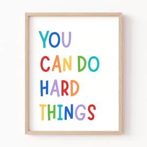 Puedes hacer cosas difíciles, afirmación positiva, arte de pared para niños, mentalidad de crecimiento, decoración del aula, arte positivo en el aula, educación, arte en la sala de juegos