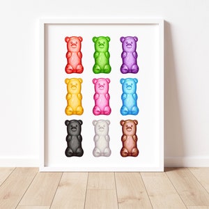 Gummy Bear Wall Art Print, Candy Themed Decor, Modern Nursery Decor, Candy Nursery, Bold Colors Kids Unique Fun Room Unique Art Candy Poster