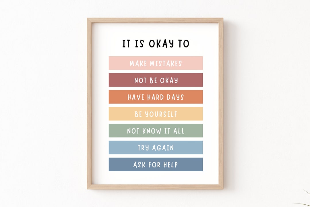 It's Okay to Not Be Okay Poster, Boho Classroom Decor, Classroom ...