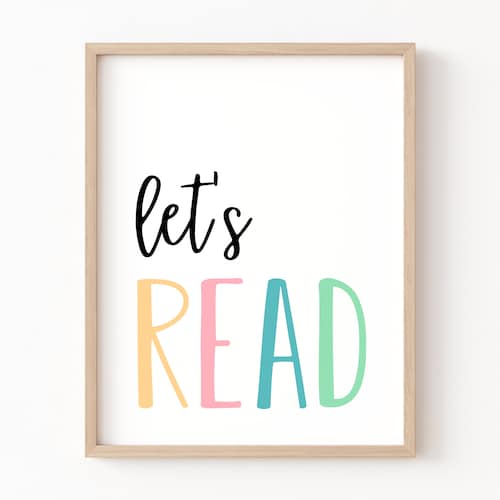 Pastel Reading Corner Sign Playroom Printable Let's Read - Etsy