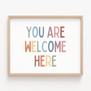 Usted es bienvenido aquí Decoración positiva para el aula Consejero escolar Terapia de oficina Arte de la pared Inclusión Póster Psicólogo Imprimir Todos son bienvenidos