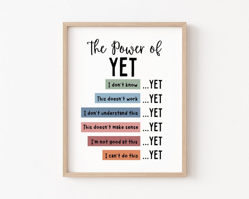 The Power of Yet Poster Therapy Office Decor DBT Poster Boho Classroom Growth Mindset Mental Health Poster School Counselor Power of Now image 1