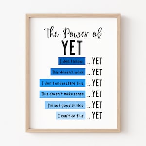 The Power of Yet Poster Therapy Office Decor DBT Poster Classroom Decor Growth Mindset Mental Health Poster School Counselor Power of Now