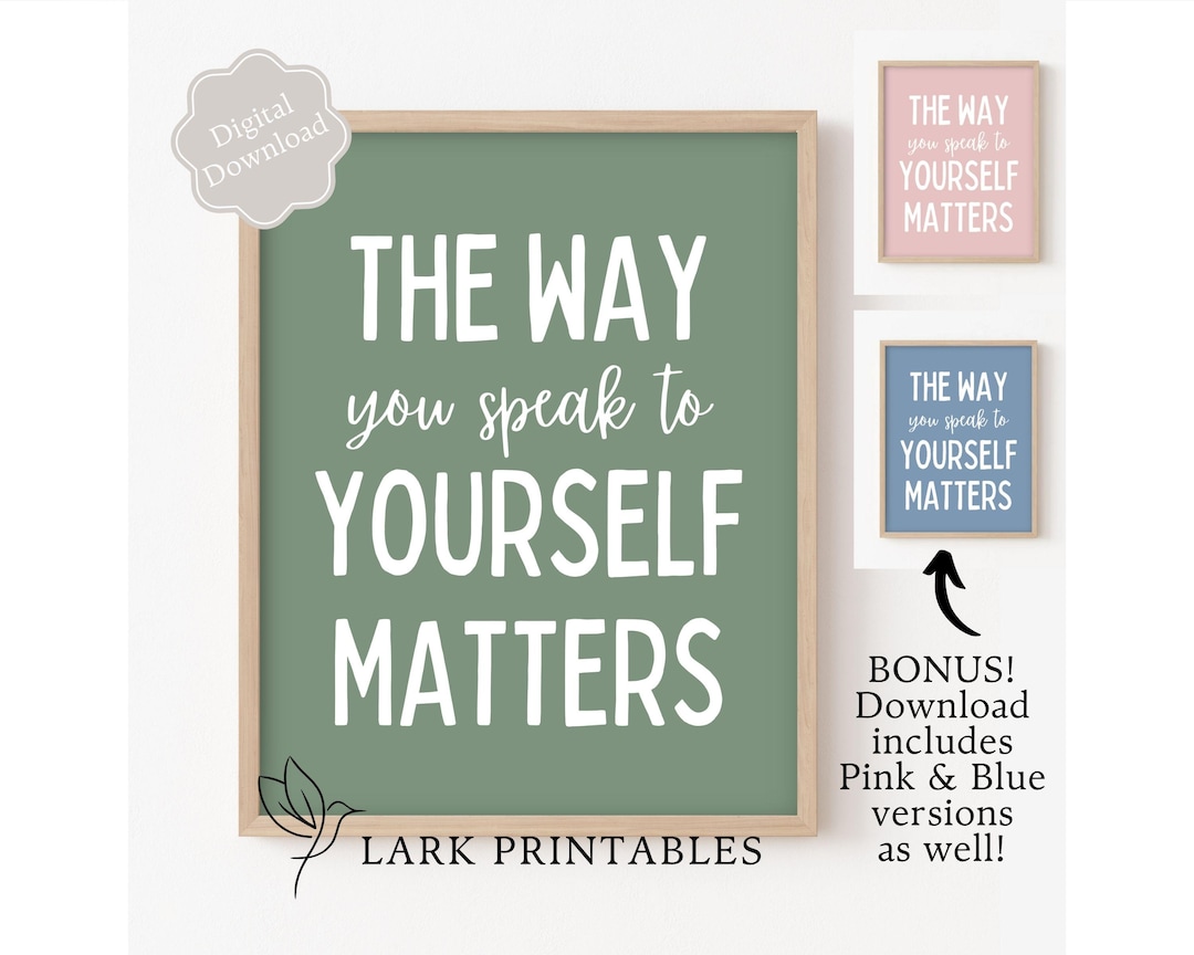 The Way You Speak to Yourself Matters Printable, Mental Health Posters ...