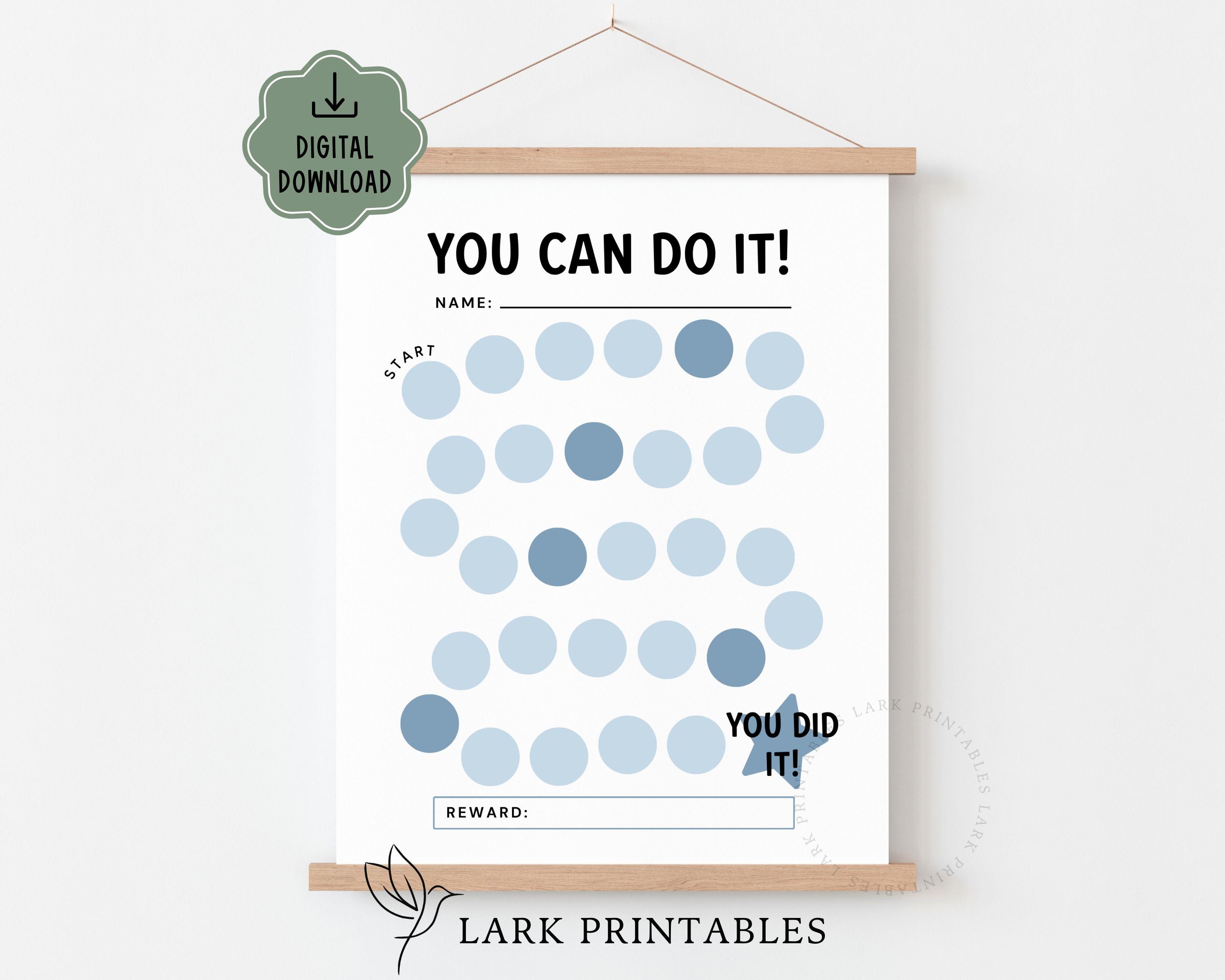 Blue Reward Chart, Printable Reward Chart for Kids, Toddler Goal Chart ...