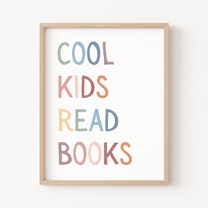 Cool Kids Read Books, Boho Classroom Decor, Reading Corner Wall Art, Playroom Wall Decor, Read Sign, Classroom Posters, Story Time Sign image 1