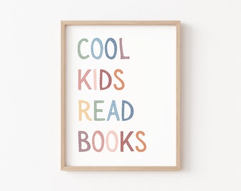 Cool Kids Read Books, Boho Classroom Decor, Reading Corner Wall Art, Playroom Wall Decor, Read Sign, Classroom Posters, Story Time Sign