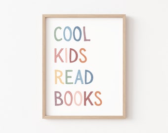 Coole Kinder lesen Bücher, Boho Klassenzimmer Dekor, Leseecke Wandkunst, Spielzimmer Wanddekoration, Lese Schild, Klassenzimmer Poster, Story Time Zeichen