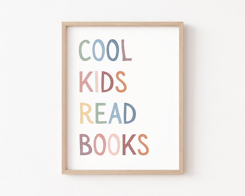 Cool Kids Read Books, Boho Classroom Decor, Reading Corner Wall Art, Playroom Wall Decor, Read Sign, Classroom Posters, Story Time Sign image 1