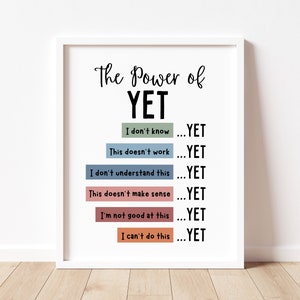 The Power of Yet Poster Therapy Office Decor DBT Poster Boho Classroom Growth Mindset Mental Health Poster School Counselor Power of Now image 3