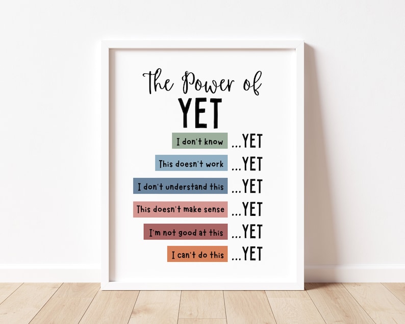 The Power of Yet Poster Therapy Office Decor DBT Poster Boho Classroom Growth Mindset Mental Health Poster School Counselor Power of Now image 3