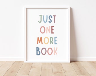 Nur noch ein Buch druckbar, Boho Klassenzimmer Dekor, Leseecke, Pastell Kinderzimmer Druck, Spielzimmer Wanddekor, Kinder Wandkunst, Kinderzimmer Dekor