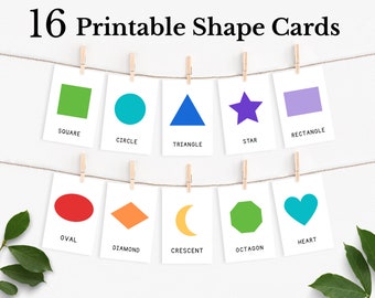 16 Shape Flash Cards, Preschool Printables, Rainbow flashcard, Montessori Flash Cards for Kids, Homeschool Educational Prints, Learn Shapes
