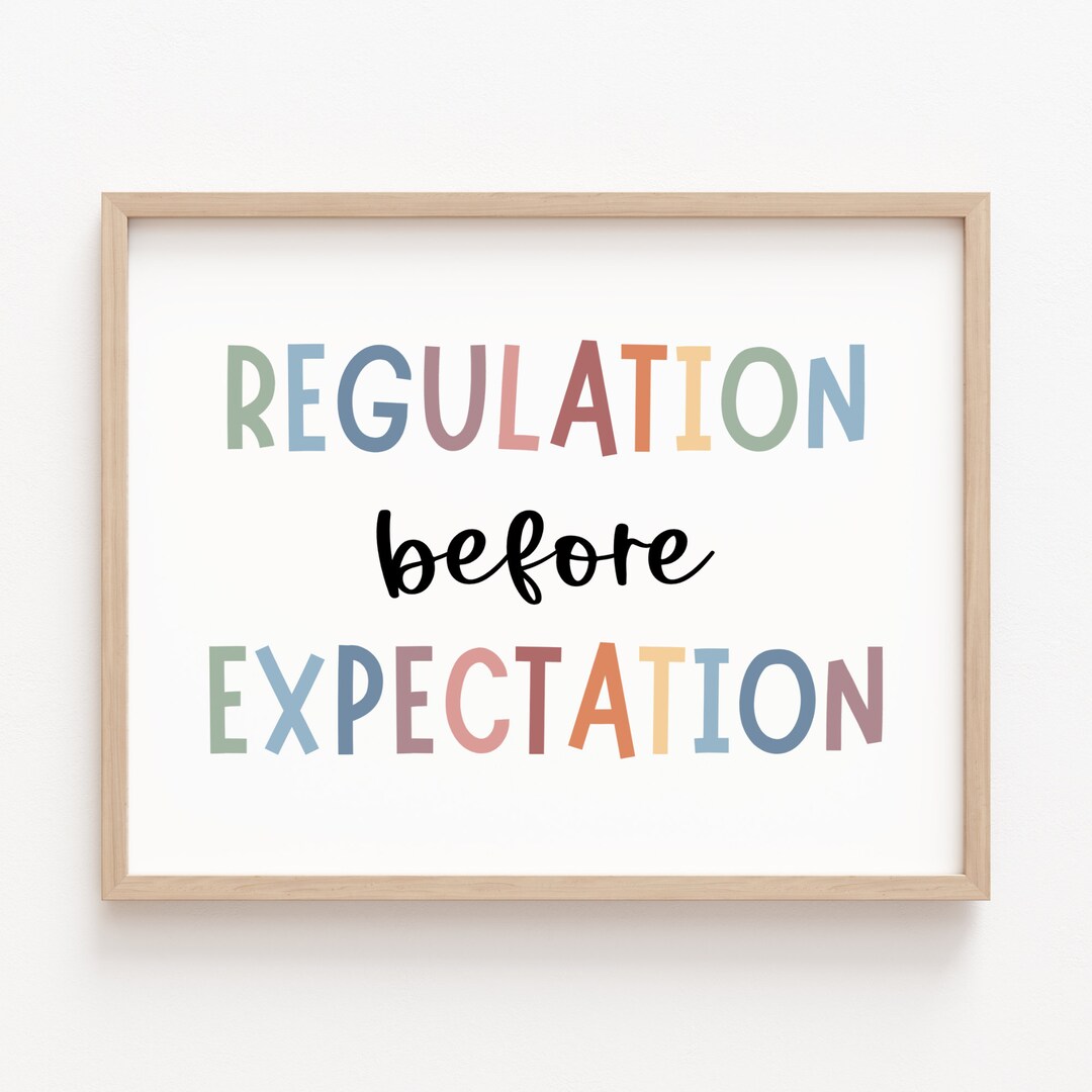Regulation Before Expectation Printable Poster ADHD Autism Occupational Therapy Prints School