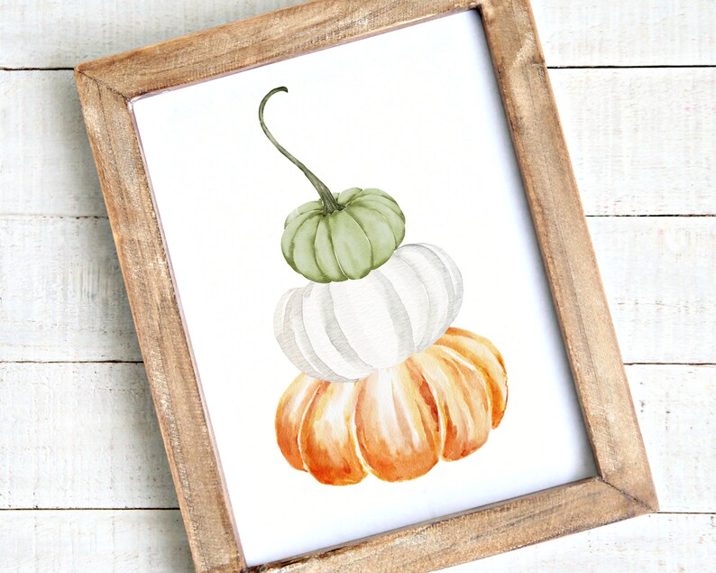 Pumpkin Printable Wall Art, Pumpkin Print, Fall Wall Decor, Pumpkin Watercolor painting, Fall Decor, Fall Wall Art, Fall Printable image 5