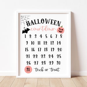 Cuenta regresiva para Halloween, Decoración rosa de Halloween, Aula de Halloween, Cuenta regresiva para Halloween, Decoración de aula de otoño, Calendario de adviento de Halloween