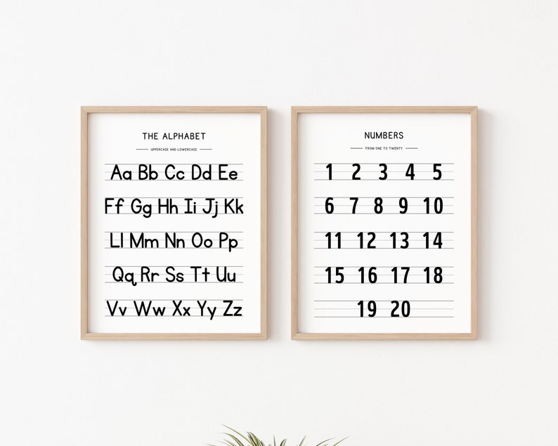 Black and White Alphabet Poster Neutral Nursery Print Alphabet Etsy