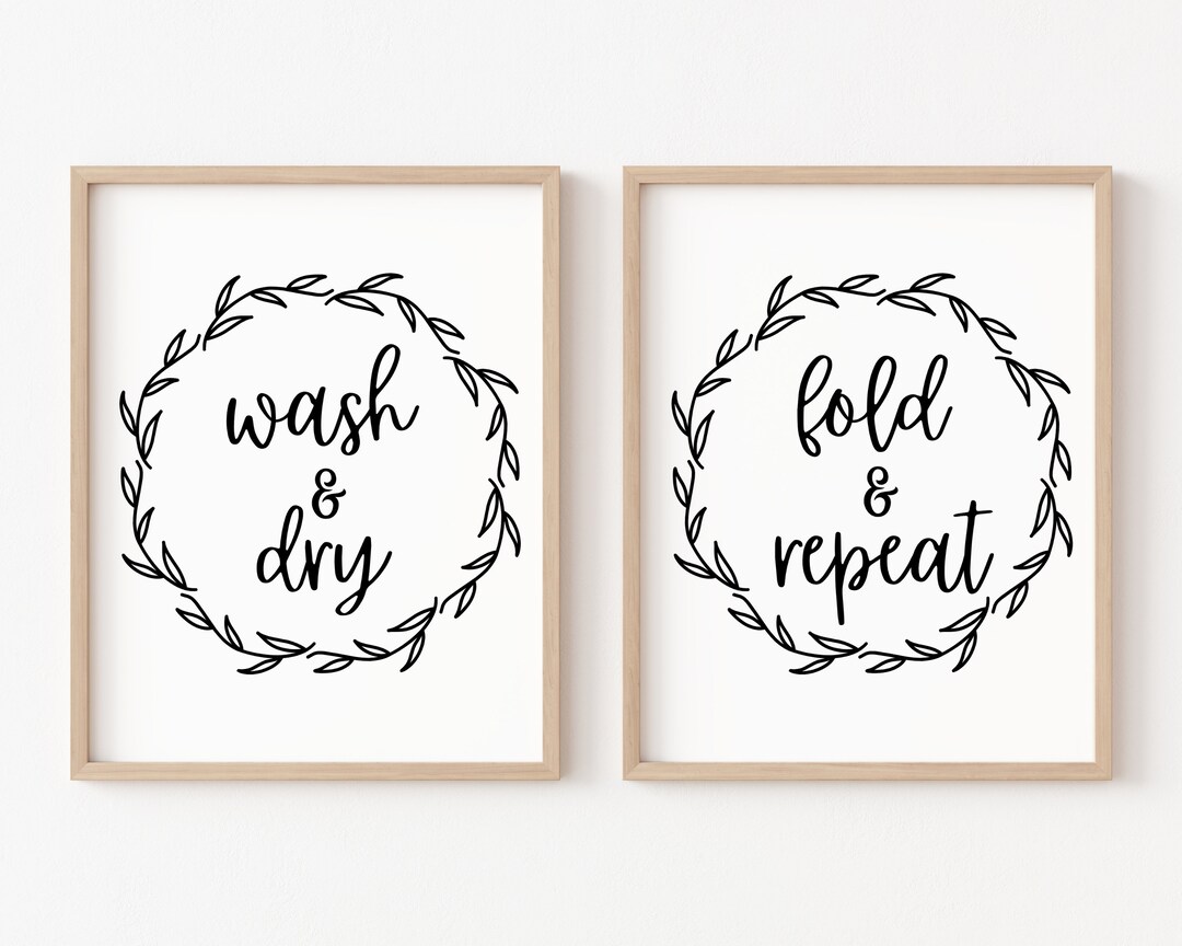 Laundry Printable, Laundry Room Sign, Wash Dry Fold Repeat, Laundry ...