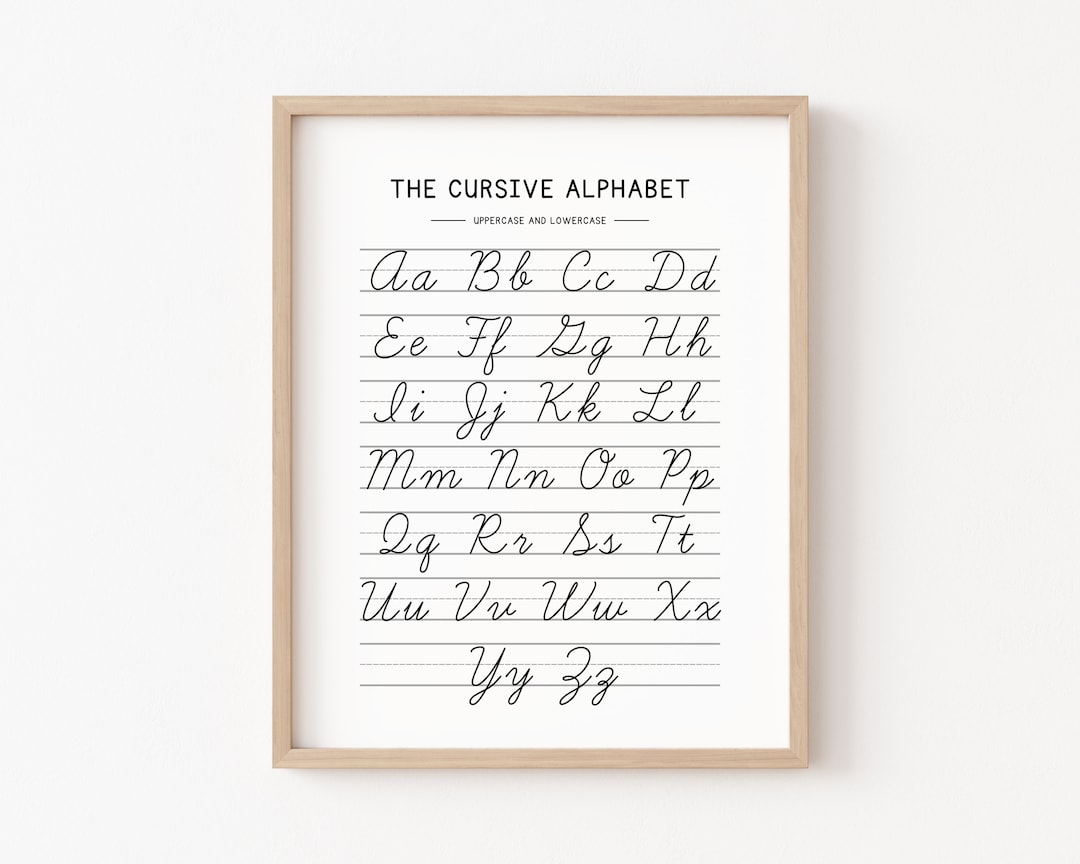 Cursive Handwriting Chart, Homeschool Learning Tools, Alphabet Poster ...