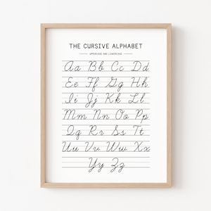 Cursive Handschrift Chart, Homeschool Lernwerkzeuge, Alphabet Poster, Kinder Handschrift, druckbare Schreibschrift, Lernposter