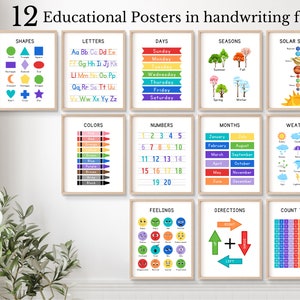 Set of Educational Posters, ABC Alphabet Poster, Playroom Wall Decor, Educational Printables, Classroom Decor, Toddler Educational Posters