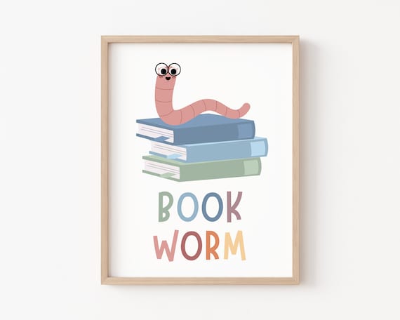 Reading Corner Sign, Book Worm Poster, Let's Read, Reading Nook, Boho Classroom Decor, Playroom Wall Montessori Posters, Kids Read Wall Art