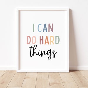 I Can Do Hard Things Poster, Boho Classroom Decor, Kids Affirmations, Positive Classroom Posters, Educational Wall Art, School Counselor