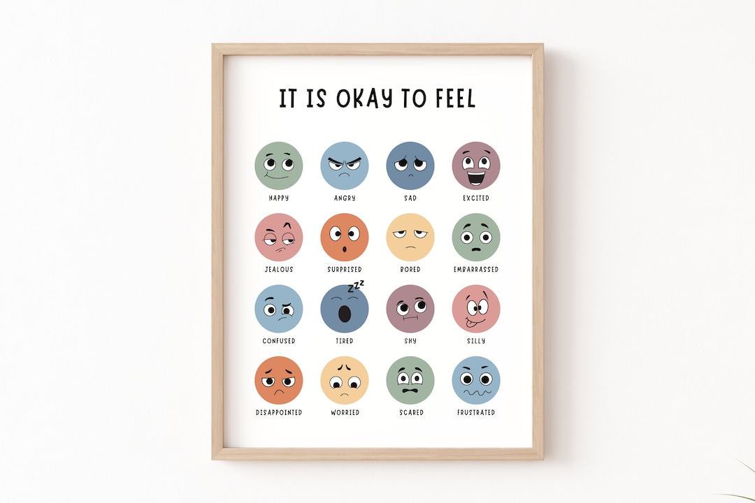 It's Okay to Feel, Boho Classroom Decor, Feelings Chart Poster, My ...
