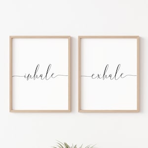 Inhale Exhale Printable Wall Art, Bedroom Wall Art, Set of Two Prints, Inhale Exhale Print, Yoga Poster, Over Bed Decor, Boho Print