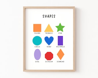 Shapes Poster, Educational Wall Art, Geometric Shapes Print, Kindergarten Poster, Classroom Poster, Educational Posters, Shapes Printable