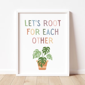 Let's Root For Each Other Poster, Boho Classroom Decor, Classroom Posters, Homeschool Decor, Motivational Inclusive Class, Playroom Wall Art