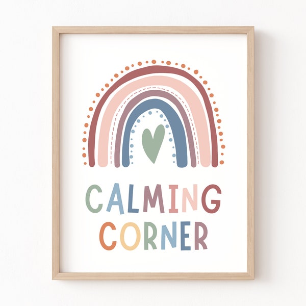 Calming Corner Poster Mental Health Classroom Decor Social Worker Sign Emotional Regulation Zones of Regulation Poster Grounding Technique