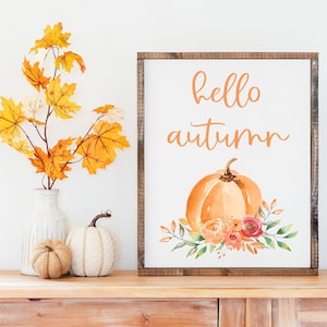 Hallo Herbst druckbar, Herbst Wandkunst druckbar, Herbst Zitate Druck, Herbst Wandkunst, Kürbis druckbar, Herbst druckbar, Herbst Dekorationen