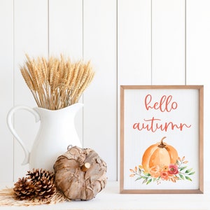 Hallo Herbst Printable, Herbst Wanddeko, Herbst Zitate Print, Herbst Wandkunst, Kürbis Printable, Herbst Printable, Herbst Dekorationen, Pink