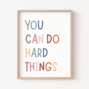 You Can Do Hard Things Poster, Boho Classroom Decor, Kids Affirmations, Positive Classroom Posters, Educational Wall Art, School Counselor