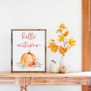 Hello Autumn Printable, Fall Wall Decor, Autumn Quotes Print, Autumn Wall Art, Pumpkin Printable, Autumn Printable, Fall Decorations, Pink image 6