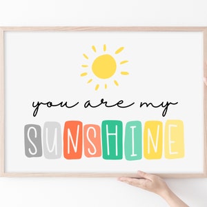 You Are My Sunshine Printable Wall Art, Pastel Playroom, Playroom Printable, Boys Playroom Decor, You Are My Sunshine Print, Kids Printables image 3
