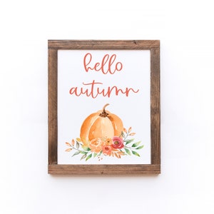 Hello Autumn Printable, Fall Wall Decor, Autumn Quotes Print, Autumn Wall Art, Pumpkin Printable, Autumn Printable, Fall Decorations, Pink image 5