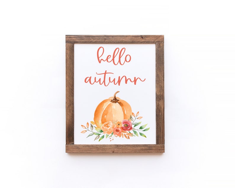 Hello Autumn Printable, Fall Wall Decor, Autumn Quotes Print, Autumn Wall Art, Pumpkin Printable, Autumn Printable, Fall Decorations, Pink image 5