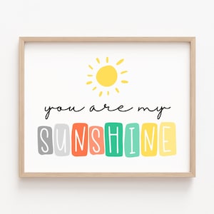 You Are My Sunshine Printable Wall Art, Pastel Playroom, Playroom Printable, Boys Playroom Decor, You Are My Sunshine Print, Kids Printables image 1