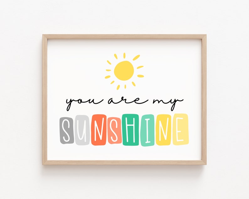 You Are My Sunshine Printable Wall Art, Pastel Playroom, Playroom Printable, Boys Playroom Decor, You Are My Sunshine Print, Kids Printables image 1