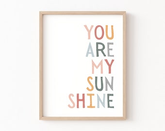 You Are My Sunshine Print Boho Nursery Playroom Poster Kids Wall Art Playroom Printable Sunshine Nursery You Are My Sunshine Printable Decor