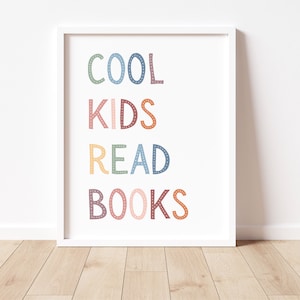 Cool Kids Read Books, Boho Classroom Decor, Reading Corner Wall Art, Playroom Wall Decor, Read Sign, Classroom Posters, Story Time Sign image 2