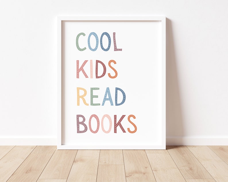 Cool Kids Read Books, Boho Classroom Decor, Reading Corner Wall Art, Playroom Wall Decor, Read Sign, Classroom Posters, Story Time Sign image 2