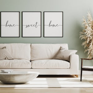 Set of 3 Living Room Prints, Home Sweet Home Sign, Typography Print, New Home Gift, Home Wall Decor, Above Couch Prints, Housewarming Gift image 2