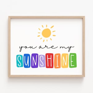 You Are My Sunshine Print, Rainbow Playroom, Playroom Printable, You Are My Sunshine Printable Wall Art, Playroom Sign, Sunshine Nursery Art