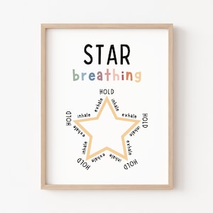 Star Breathing Poster, Calming Corner, Mindfulness Poster, Breathing Technique, Therapy Office Decor, Mental Health Poster, School Counselor