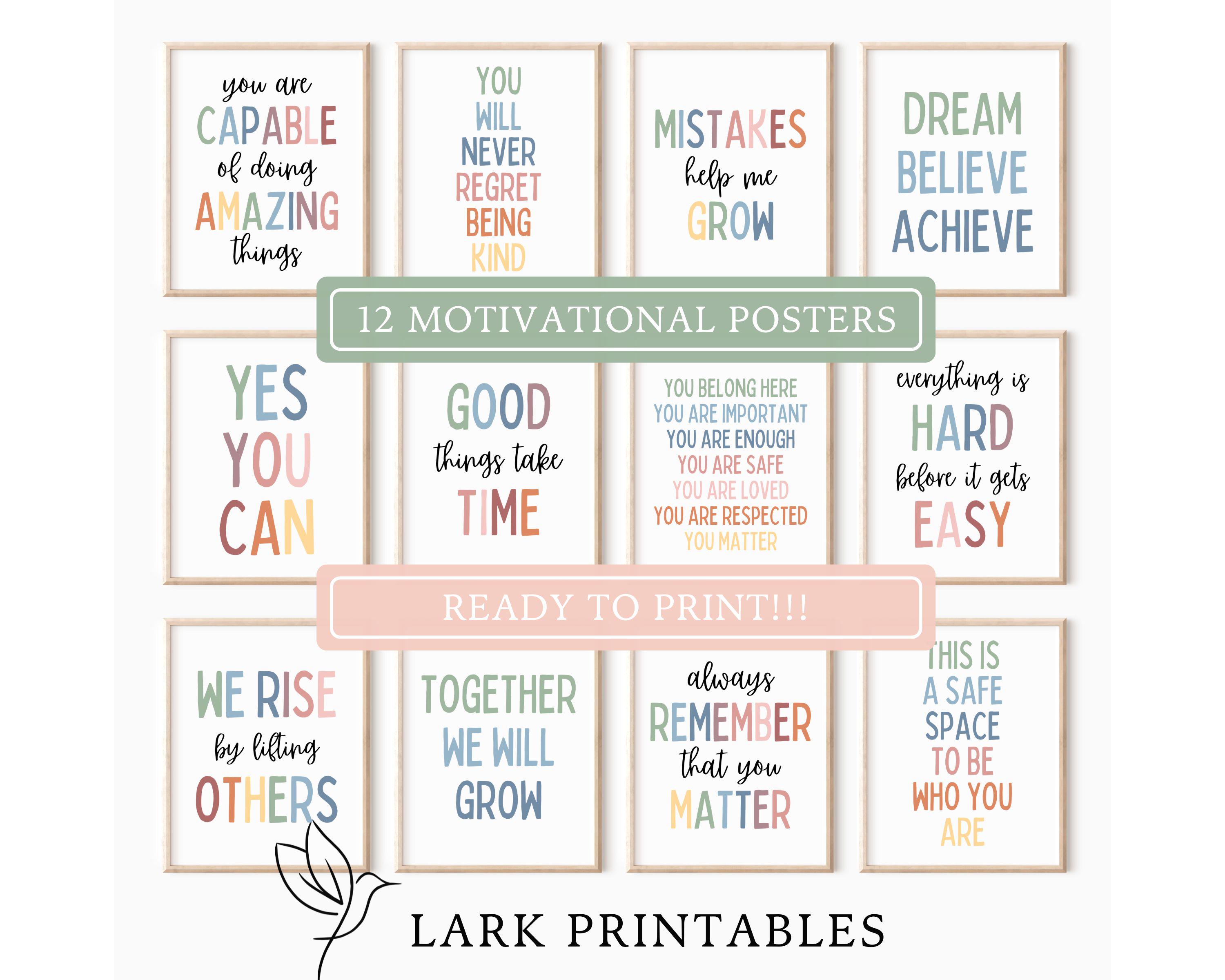 Motivational Classroom Posters, Growth Mindset, We Rise by Lifting ...