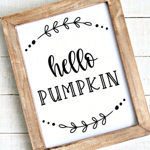 Hello Pumpkin Printable, Autumn Printable, Fall Wall Art Printable, Pumpkin Wall Print, Hello Pumpkin, Fall Wall Decor, Black And White Fall